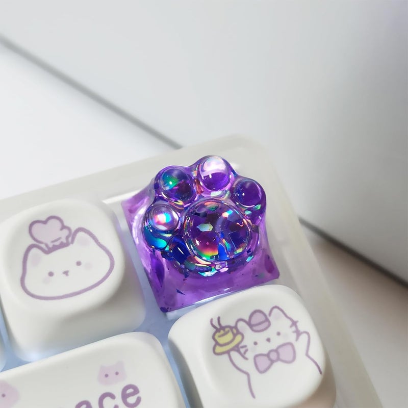 Elacgap Cat Claw Keycap Cute Drip Glue Backlight Keycaps DIY ESC Arrow Key Keycap Replacement for Cherry MX Gaming Mechanical Keyboard (Dark Purple) - Image 2